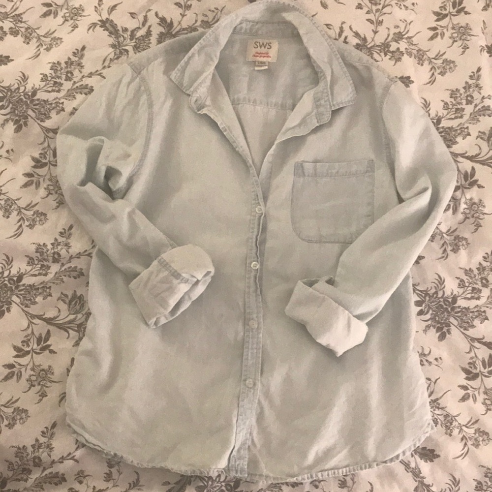 Light wash jean button up shirt
